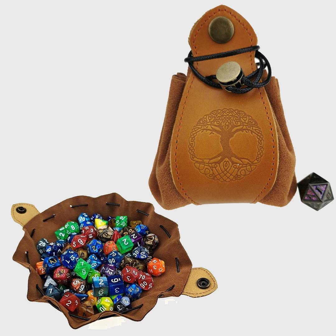 Handmade Leather Celtic Dice Bag & Tray