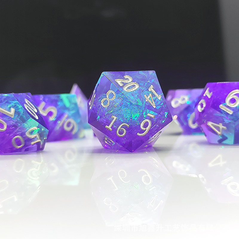 Purple Blue Resin Dnd Dice Set