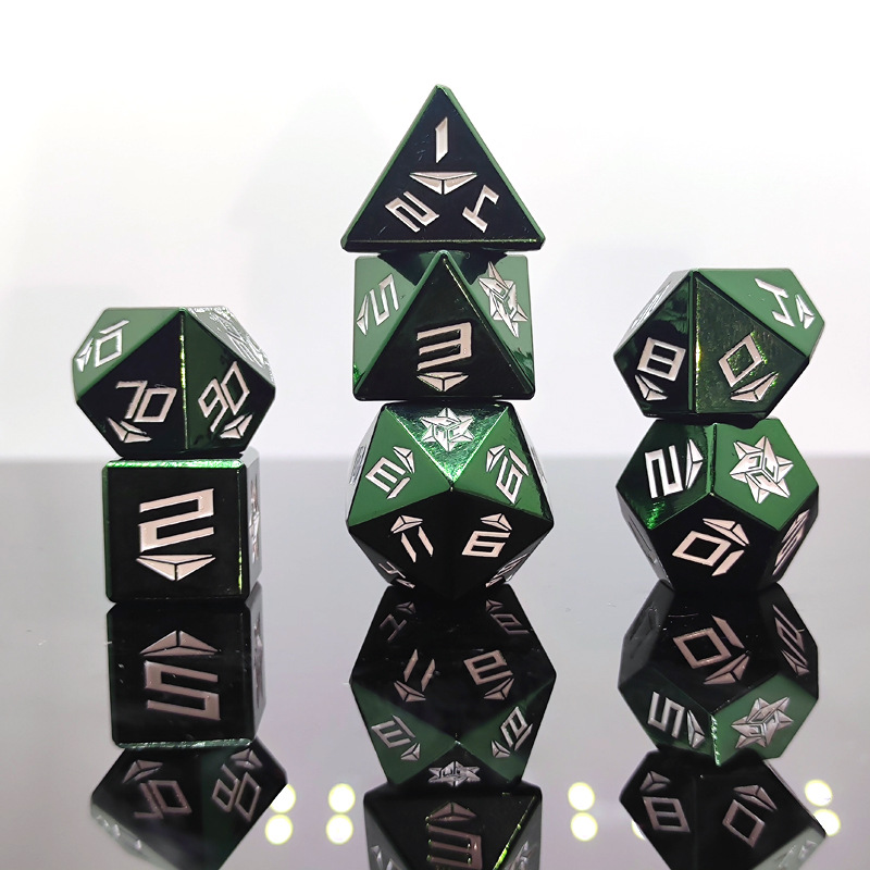 Metal crop circle polygonal dice