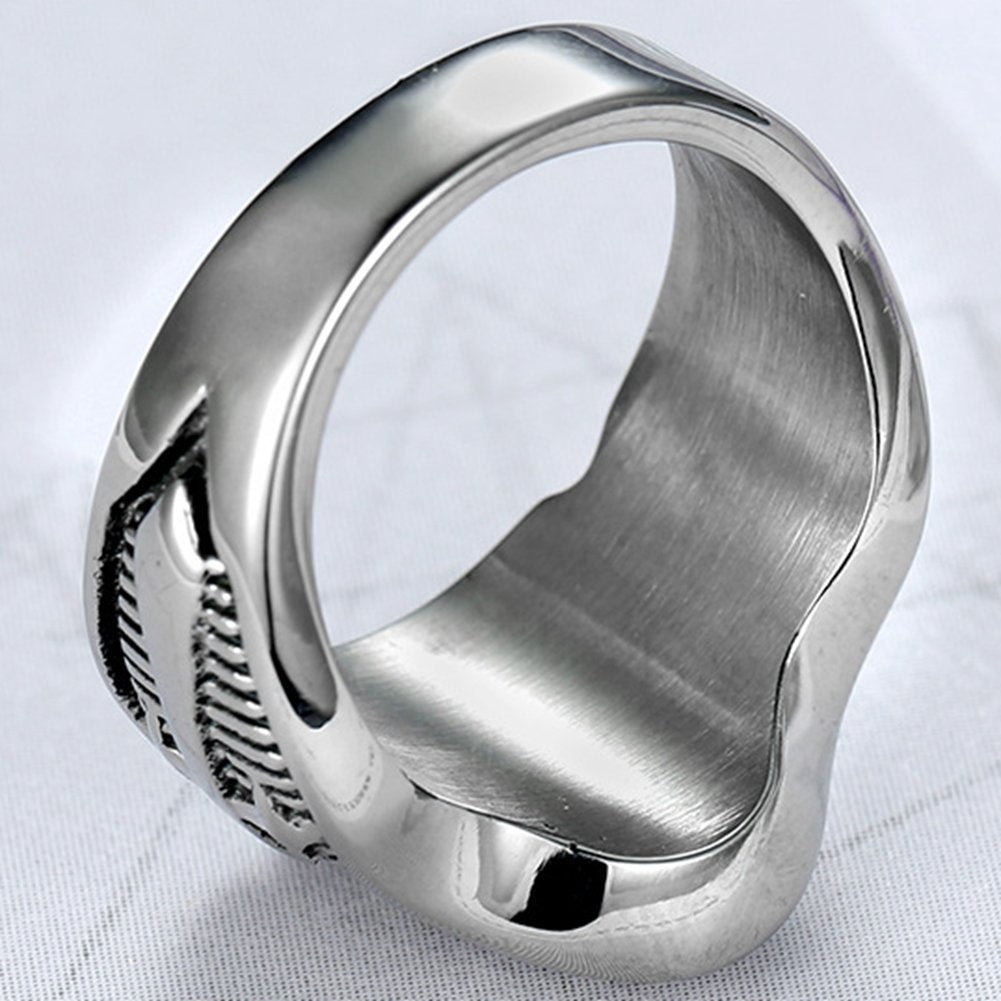 Stainless Steel Crusader Sword Cross Medieval Shield Ring