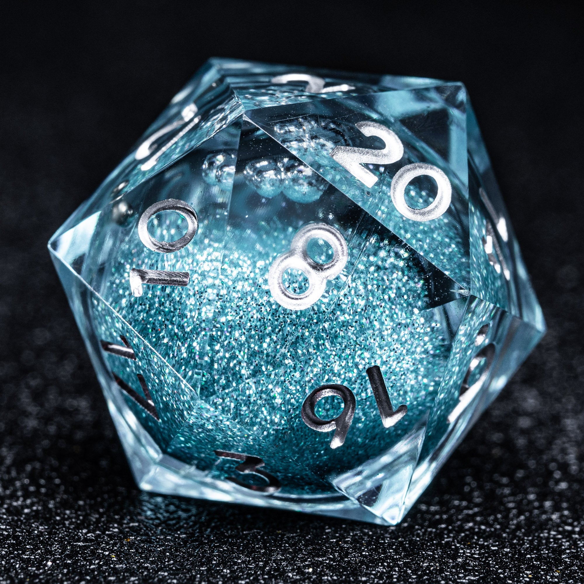 Liquid Heart Resin Engraved Dice Set