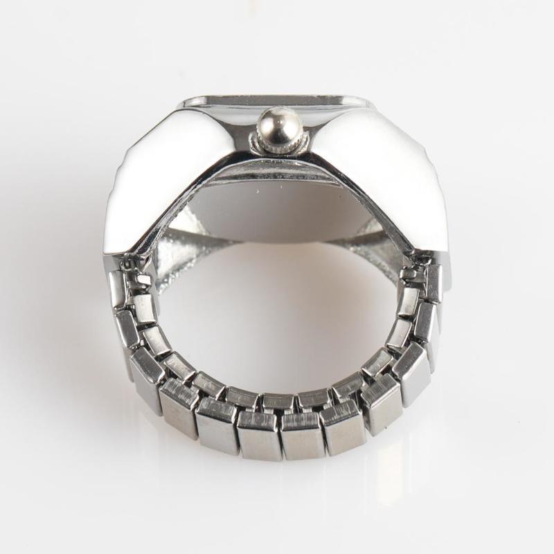 1pc Men's Quartz Watch Ring With Watch Digit Dial Rectangle Unisex Fashion Artificial Jewelry Gifts, Not Waterproof