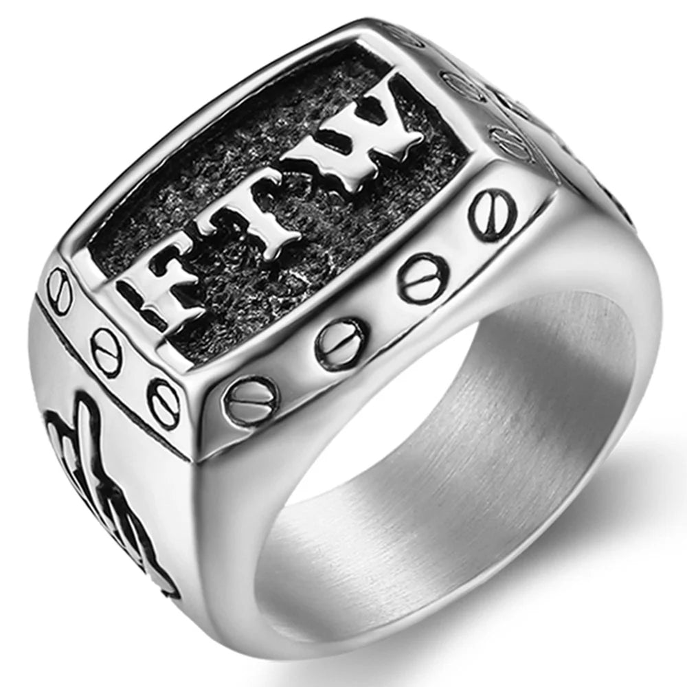 Stainless Steel FTW Biker Rider Middle Finger Ring