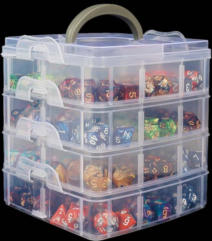 (Holds 1200 dice) DND Dice Storage Box with Removable Dividers Multi-Side Dice Plastic Storage Box