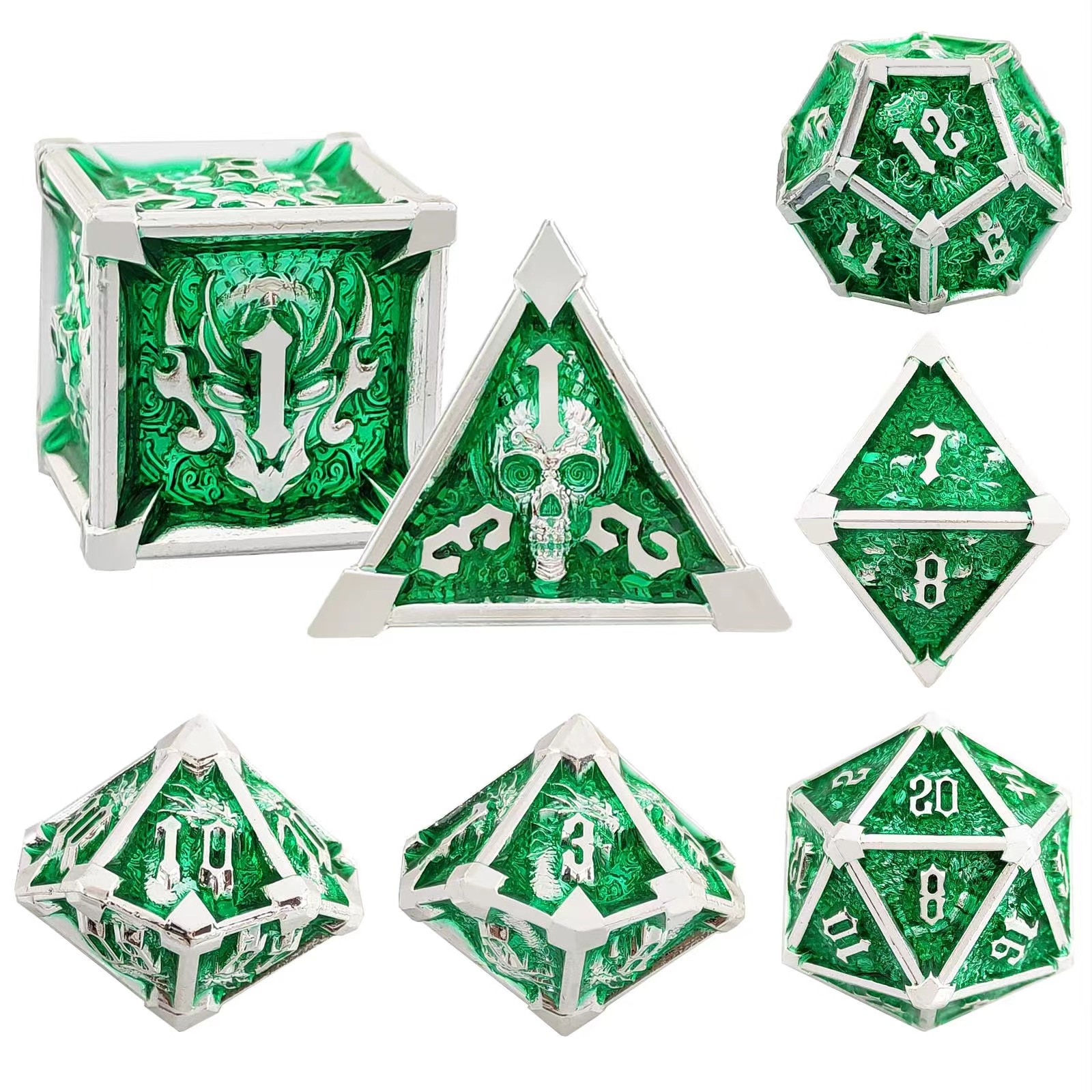 Metal Dragon Skull Octopus Dice Set