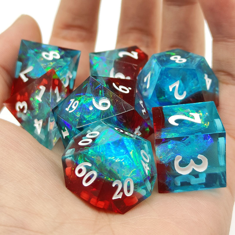 STARSEEKER RED & BLUE SHARP EDGE RESIN DICE SET