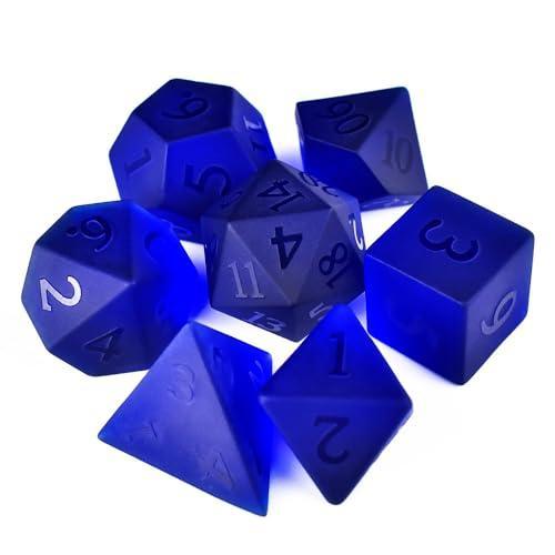 Blue Sandblasted Gemstone Dice