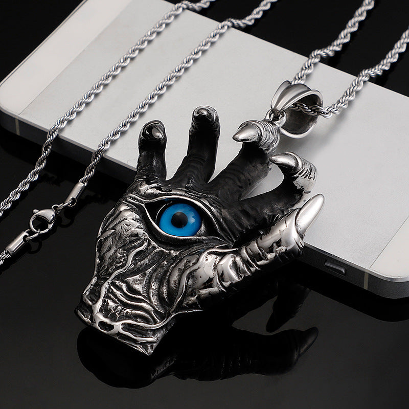 Dragon Claw Blue Evil Eye Pendant Necklace