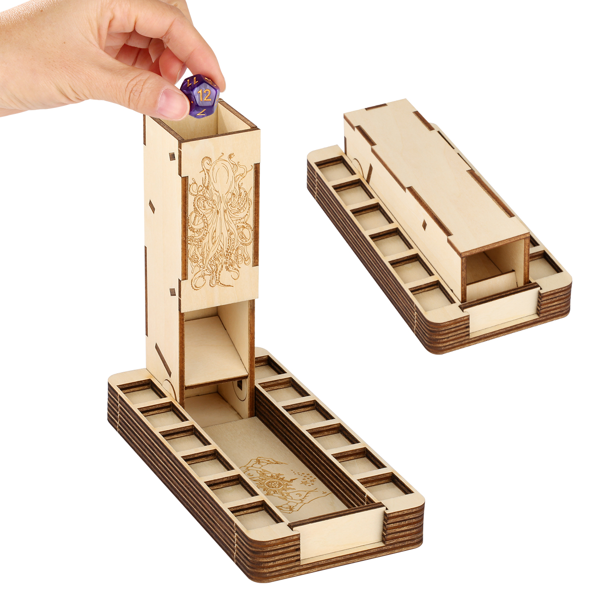 Regal Wood Dice Tower & Tray Vault