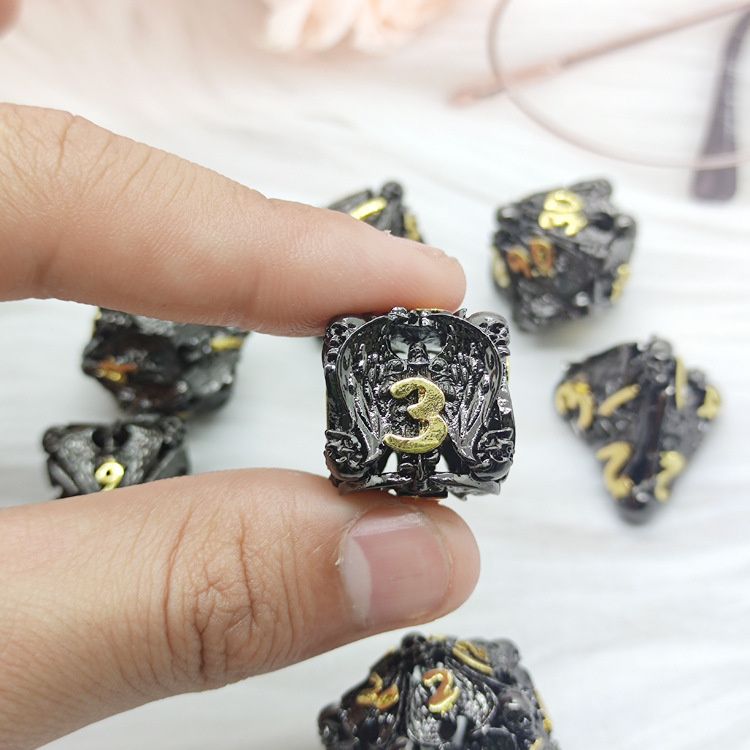 7pcs Pure Copper Hollow Metal Dice Set Dnd Dice Rpg Mtg Polyhedral Dice Set