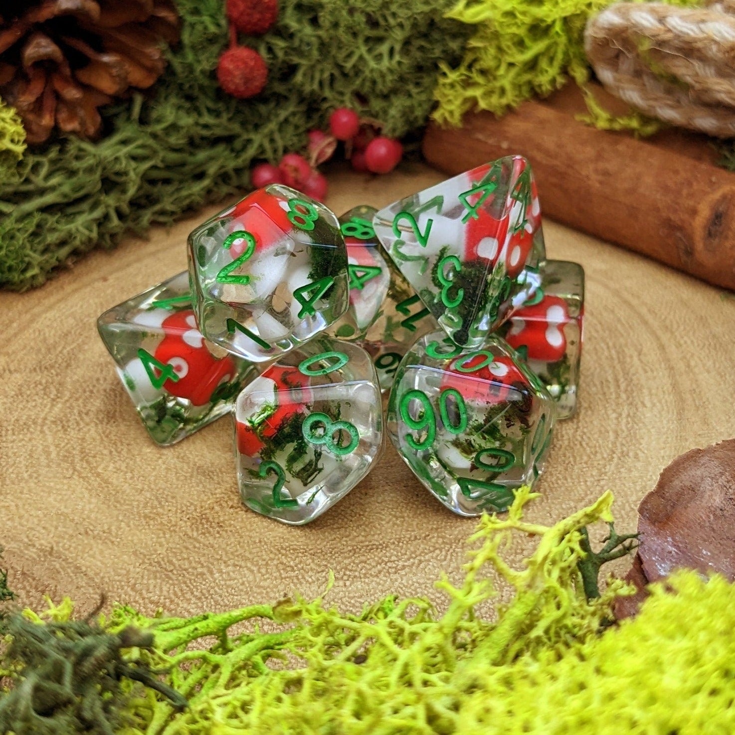 Mossy Mushroom Dice set
