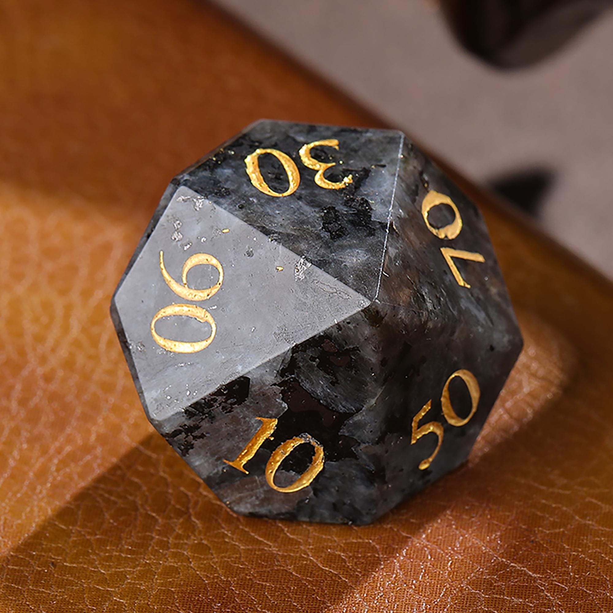 Blue Flashy Larvikite Gemstone Dice Set | Blue Norwegian Moonstone Dice