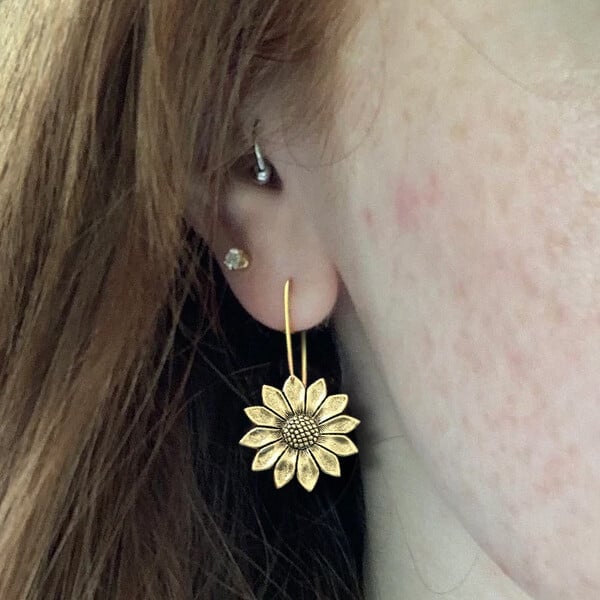 Gold Sunflower Earrings