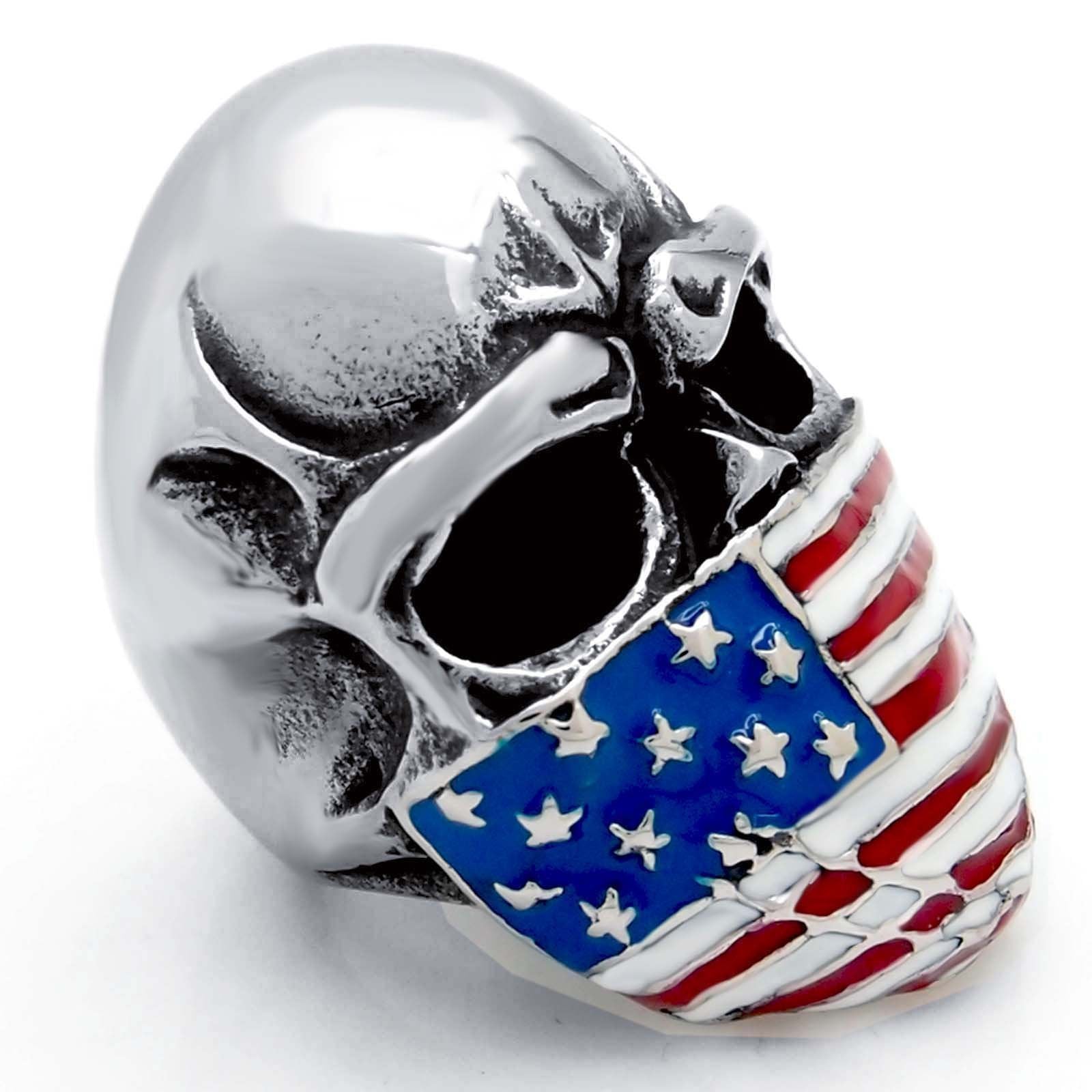 American Flag Mask Skull Biker Ring