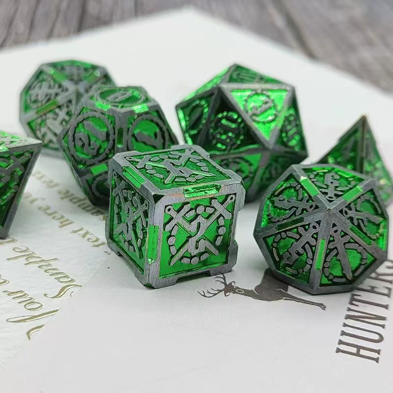 Fighter Bloodthirsty Metal Polyhedral 7 Dice Set