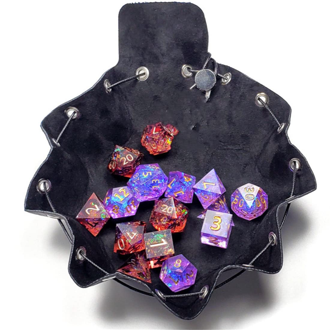 Medieval Faux Leather Steampunk Dice Drawstring Bag