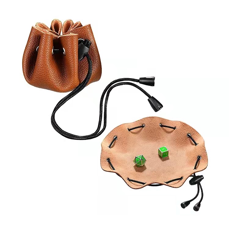 Brown dragon DND Dice Leather bag