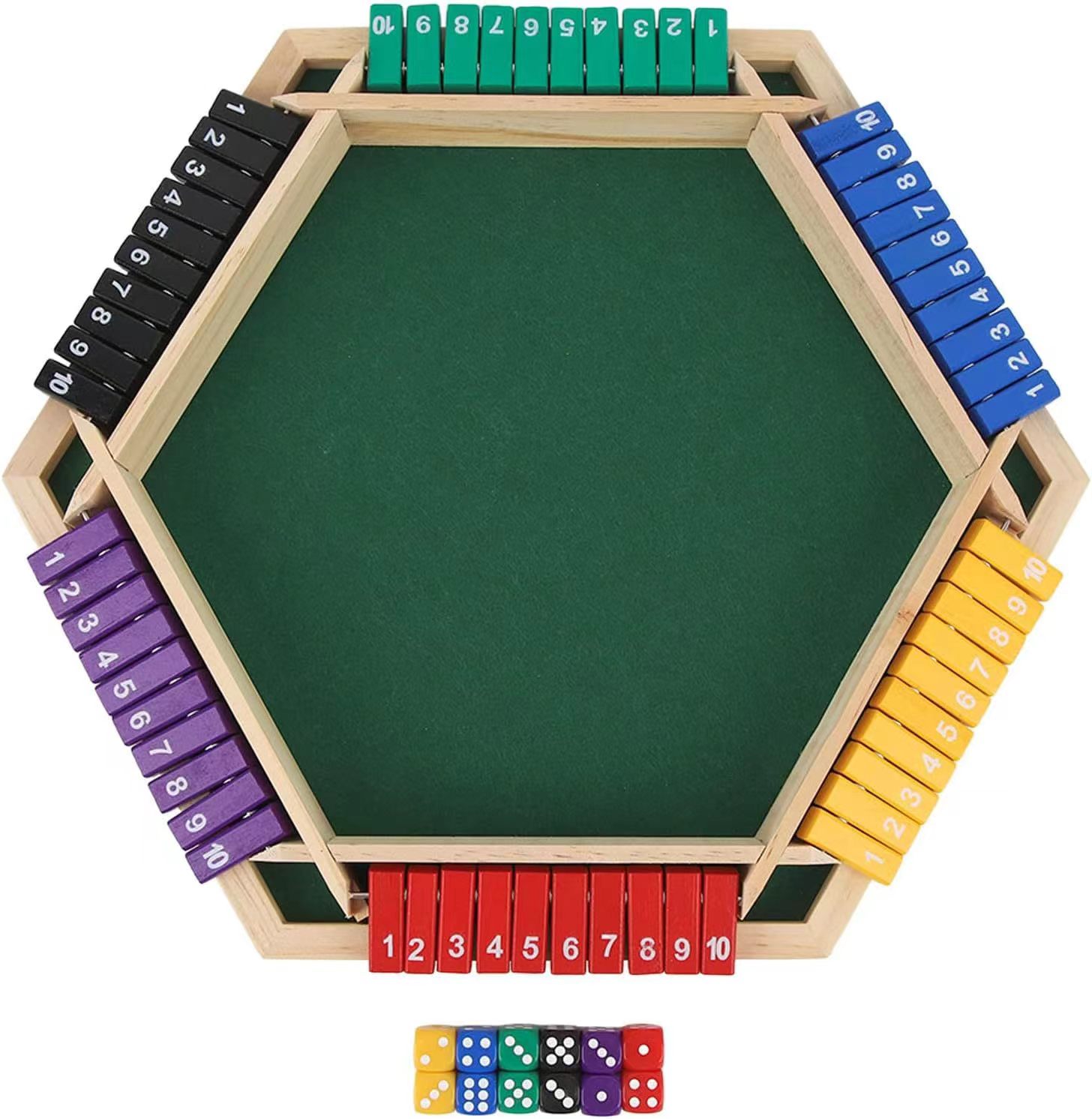 Shut The Box Dice Game,Board Table Math Game with 12 Dice for Kids Adults, Family Classroom Home Party or Pub