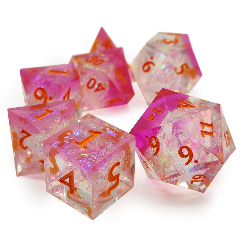 Transparent Pink Resin Dnd Dice Set