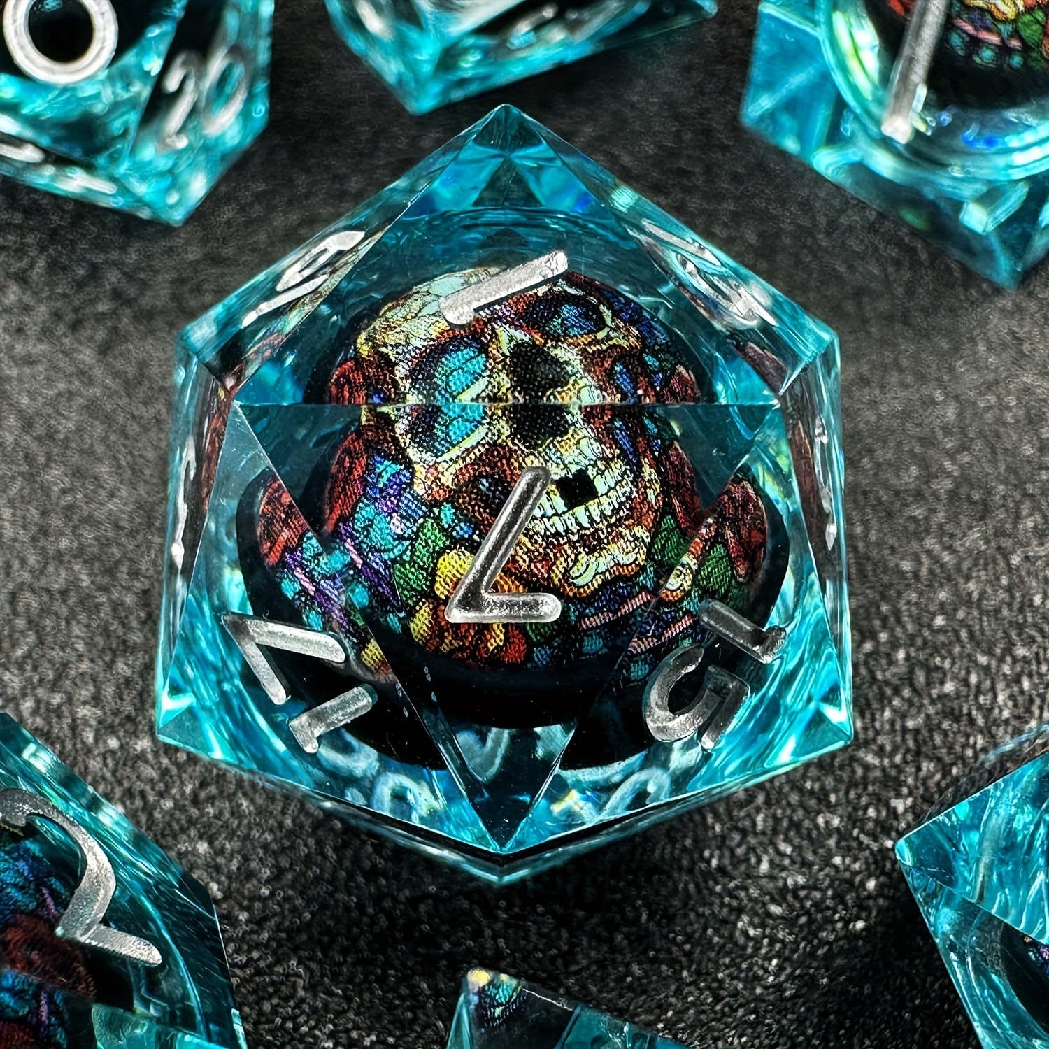Skull☠️Liquid Core 7pc DnD Dice Set