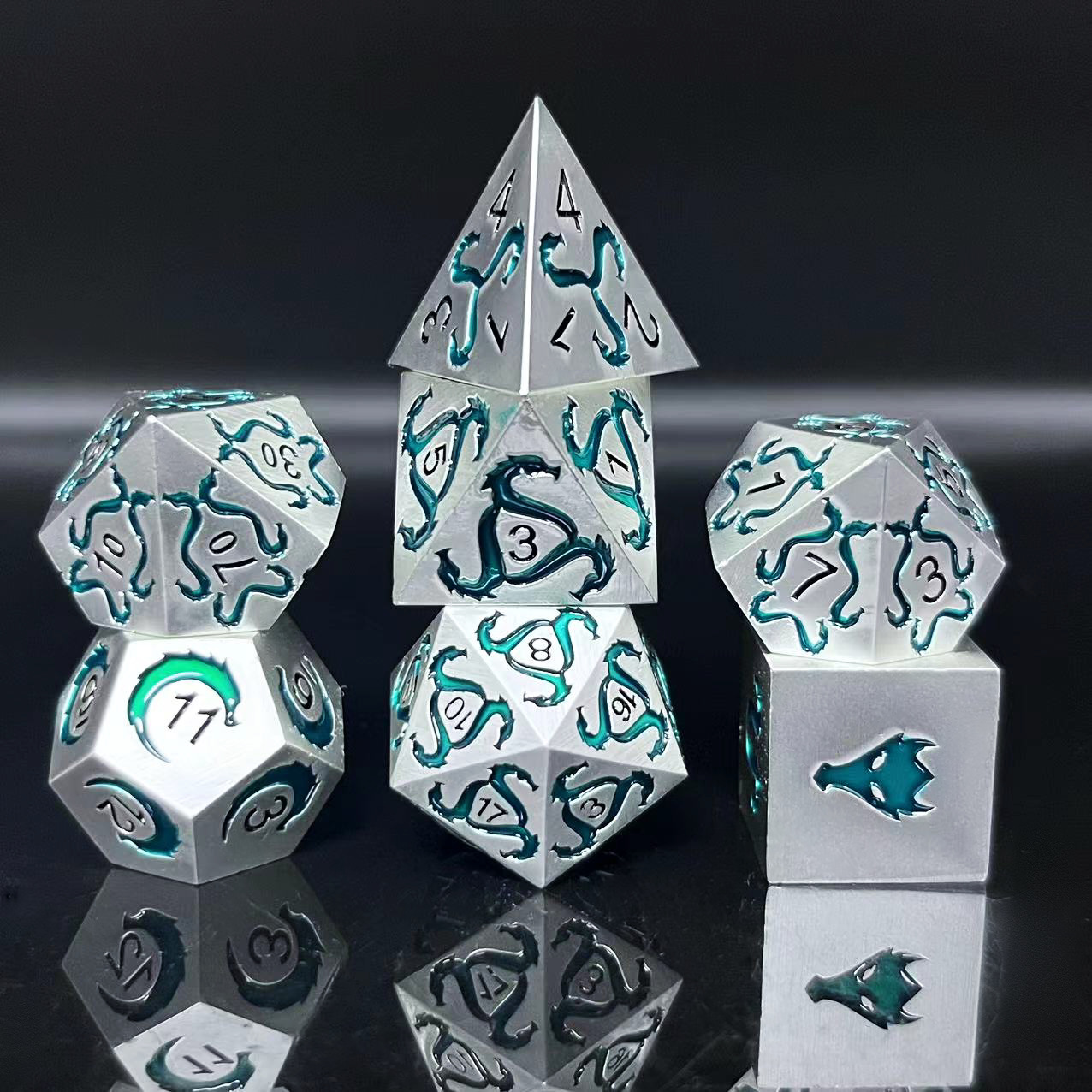 Metal solid dice dnd dragon and dungeons metal dice set