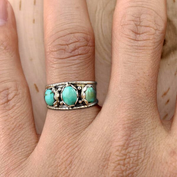 Three Stone Turquoise Ring