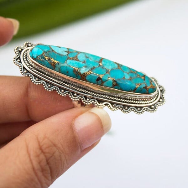 Sterling Silver Vintage Boho Turquoise Ring