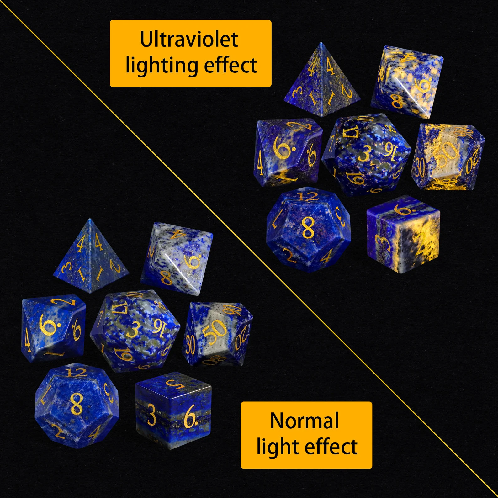 Full Set Natural Lapis Lazuli DnD Dice Set |Gemstone Dice Set|