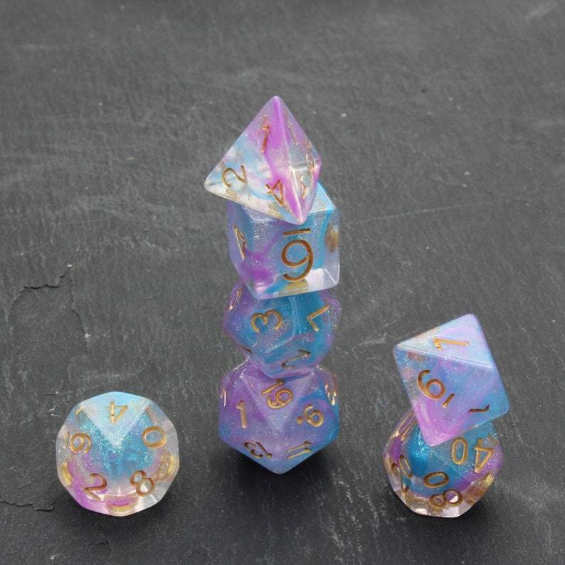 Glitter Blue & Purple Eco-friendly Material Dice Set