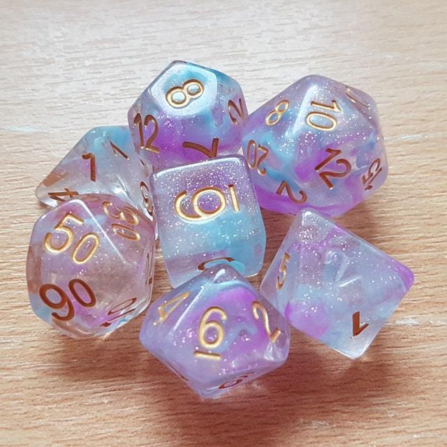 Glitter Blue & Purple Eco-friendly Material Dice Set