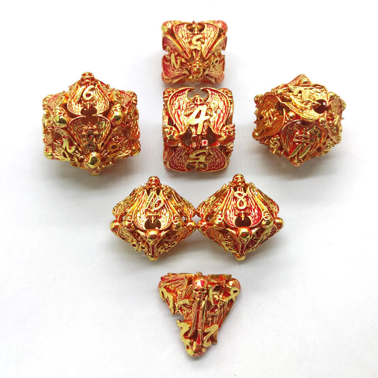 7pcs Pure Copper Hollow Metal Dice Set Dnd Dice Rpg Mtg Polyhedral Dice Set