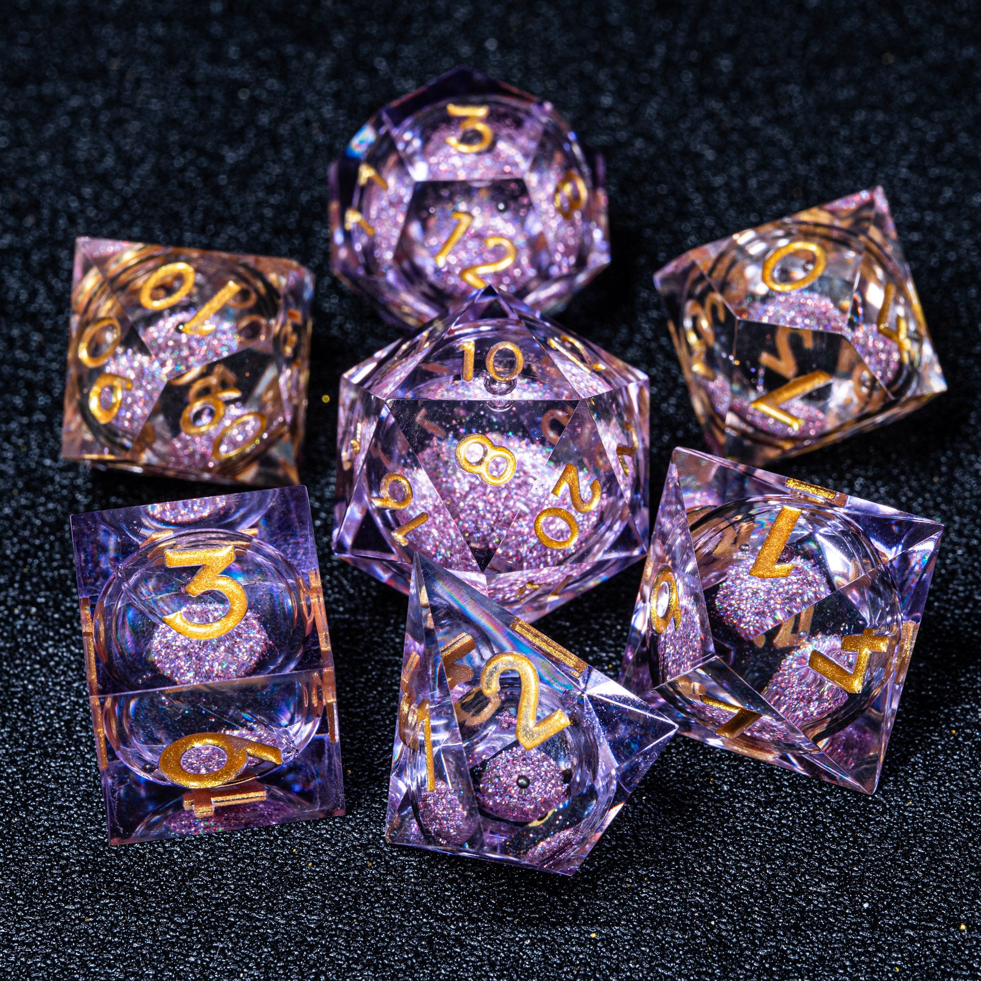 Liquid Heart Resin Engraved Dice Set