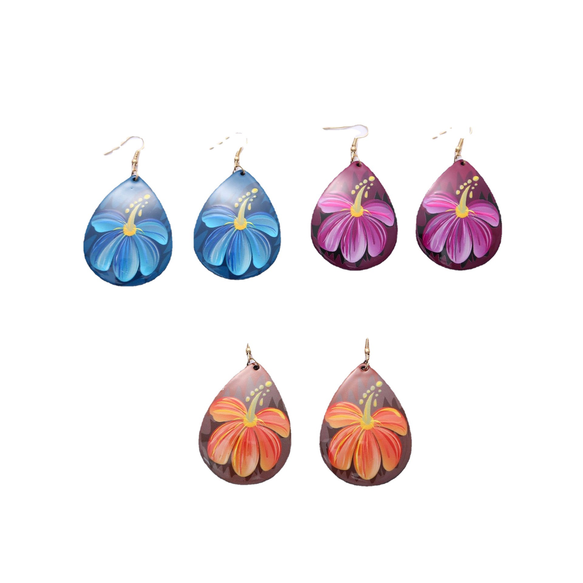 Teardrop Flower Acrylic Earrings
