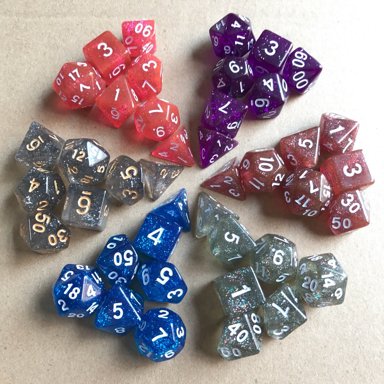 7pcs/Set Classic Shimmering Glitter Dice Set