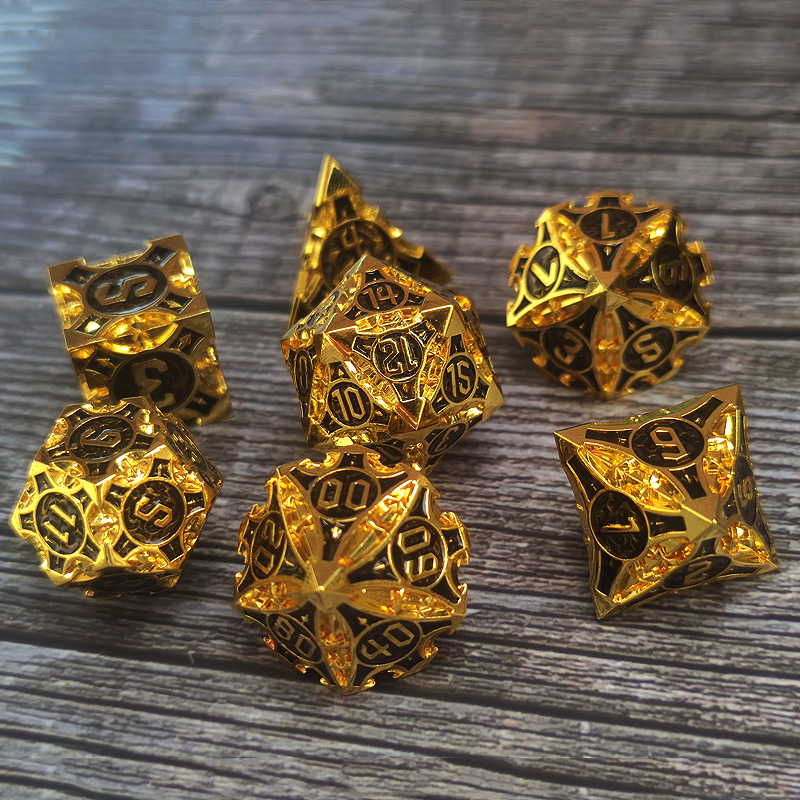 Solid Dragon Pointed Dice Metal Set