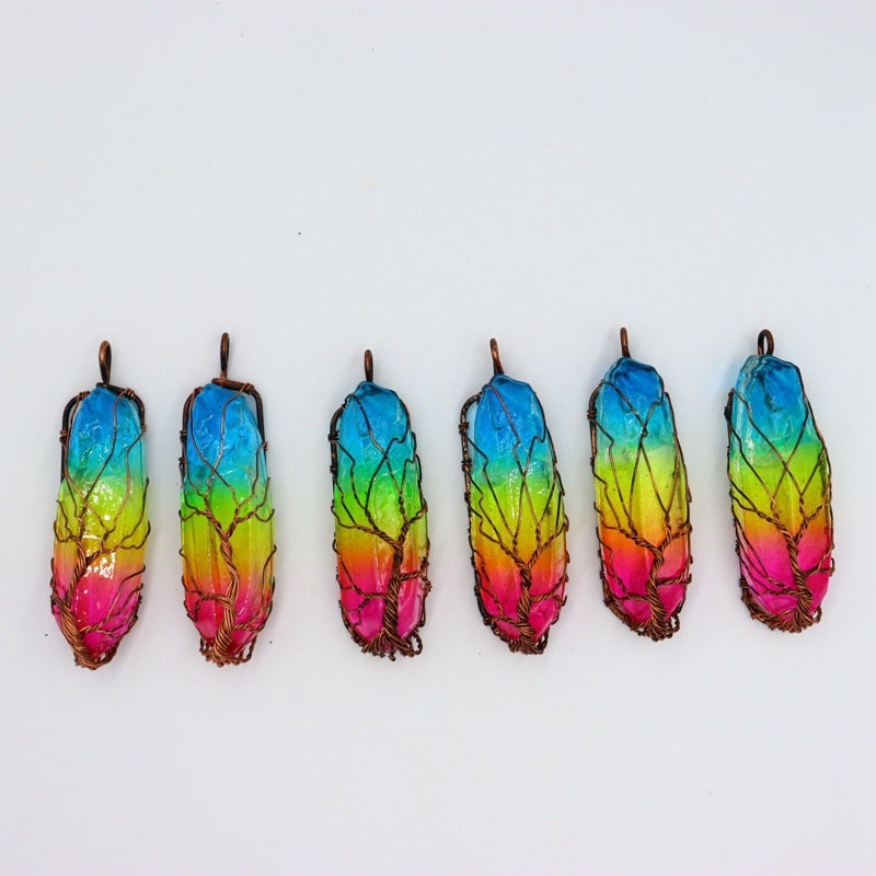 Rainbow Quartz Tree Of Life Necklace