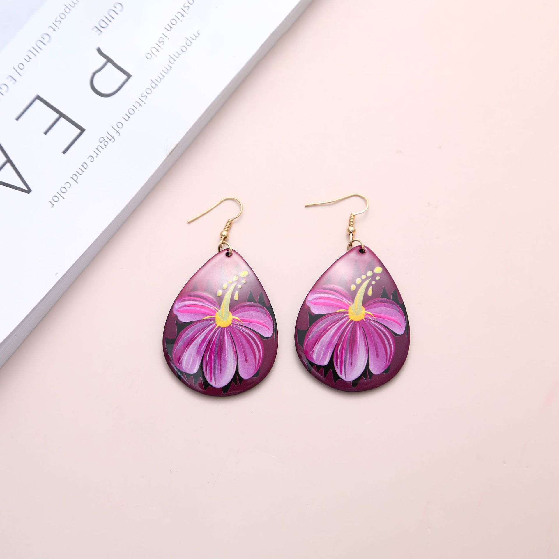 Teardrop Flower Acrylic Earrings