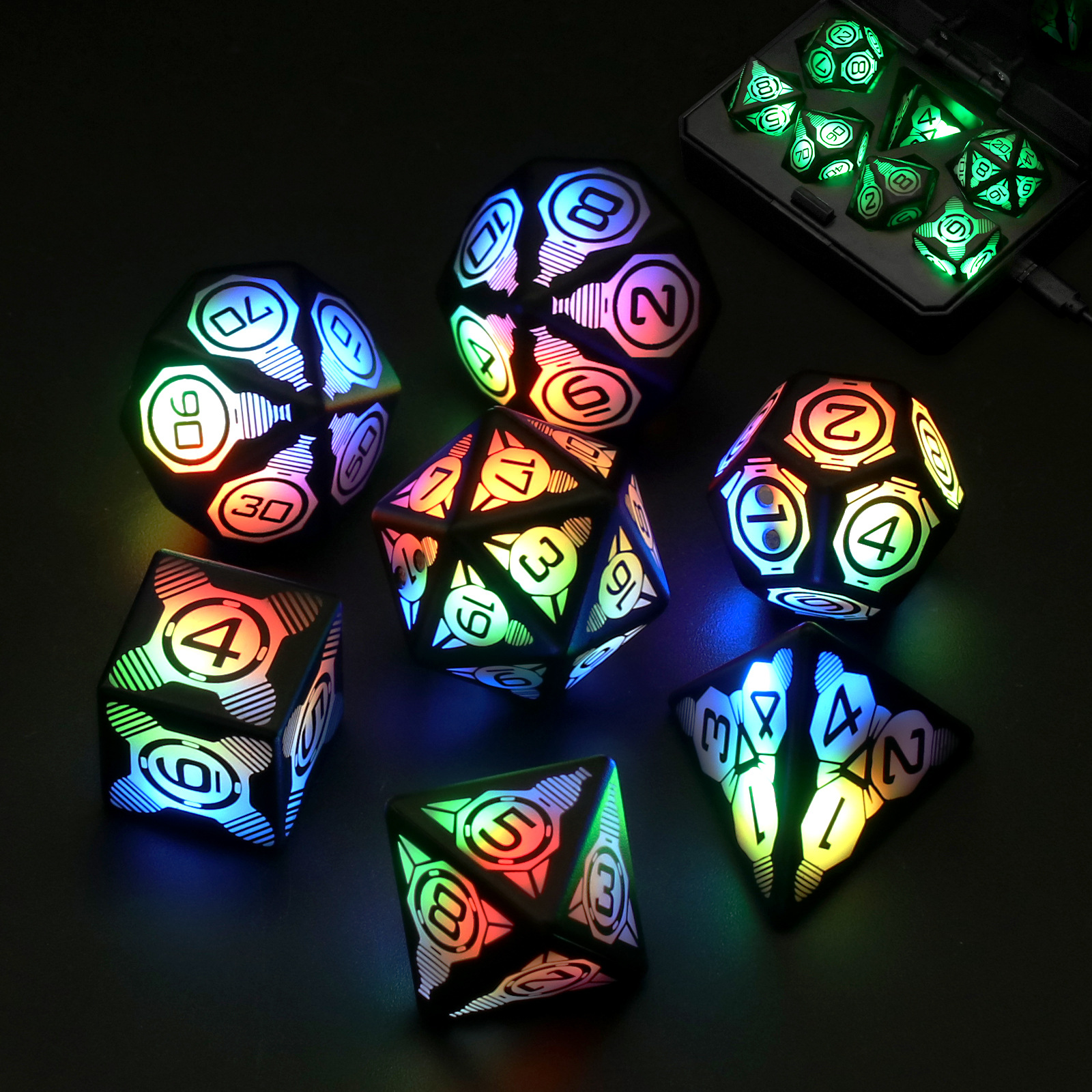 Board game cool running flash light toy rechargeable magnetic suction LED dice