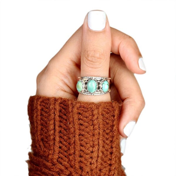 Three Stone Turquoise Ring
