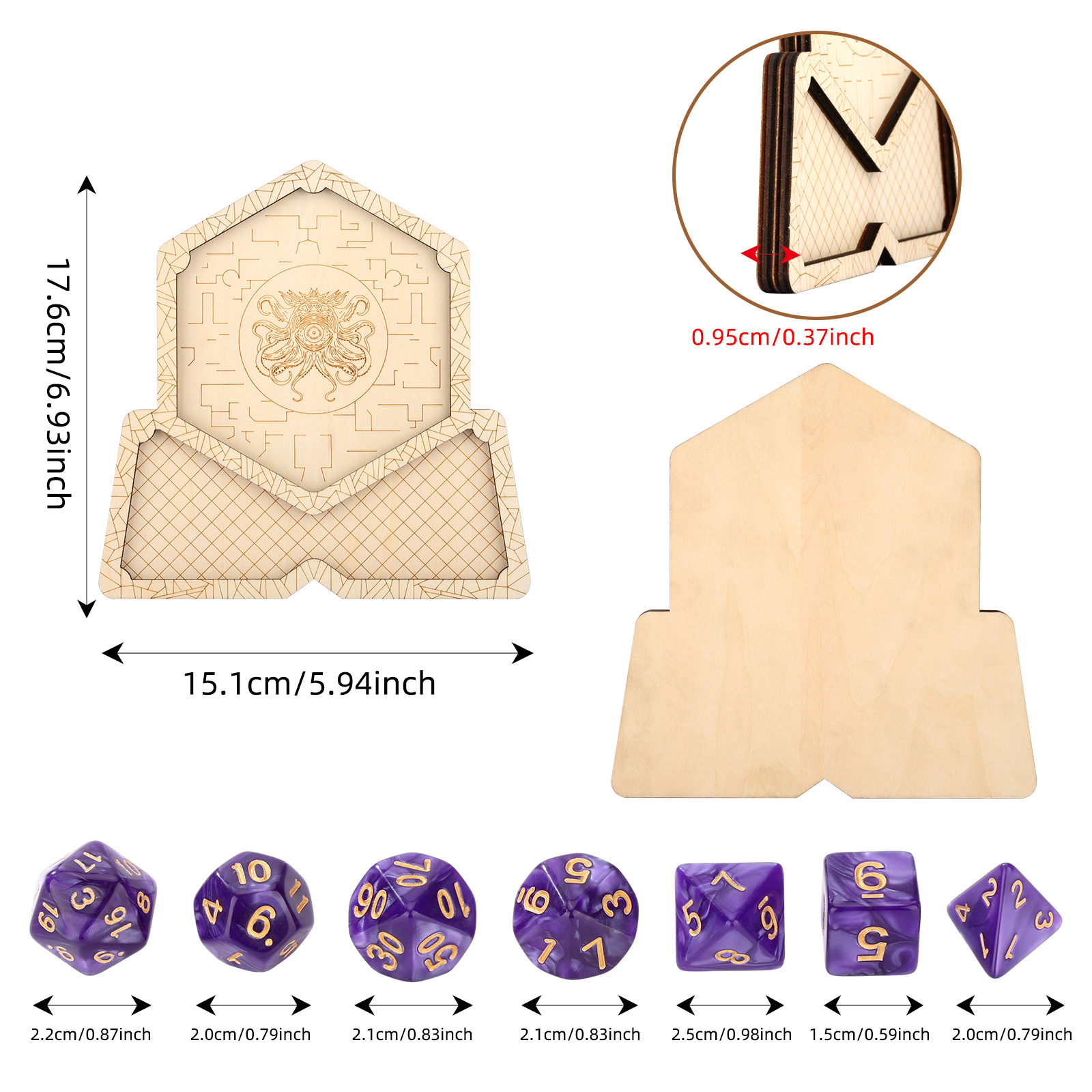 Foldable Wooden Dice Tray & Storage Box