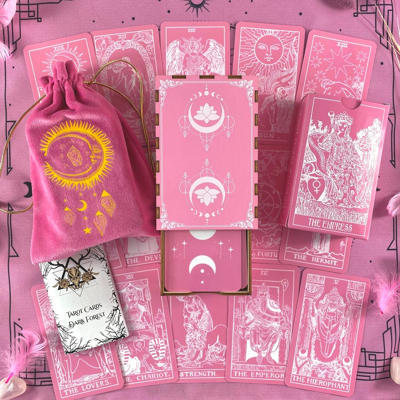 Tarot Deck Cards Tarot Cards 78 Plastic Pink White Preorder Tarot card with book Tarot Gift Set