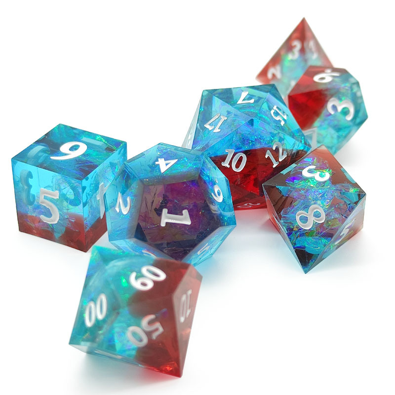 STARSEEKER RED & BLUE SHARP EDGE RESIN DICE SET