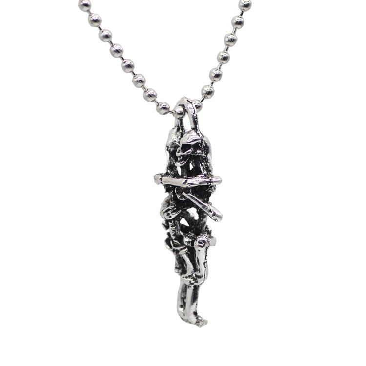 Embracing Lovers Skull Necklace
