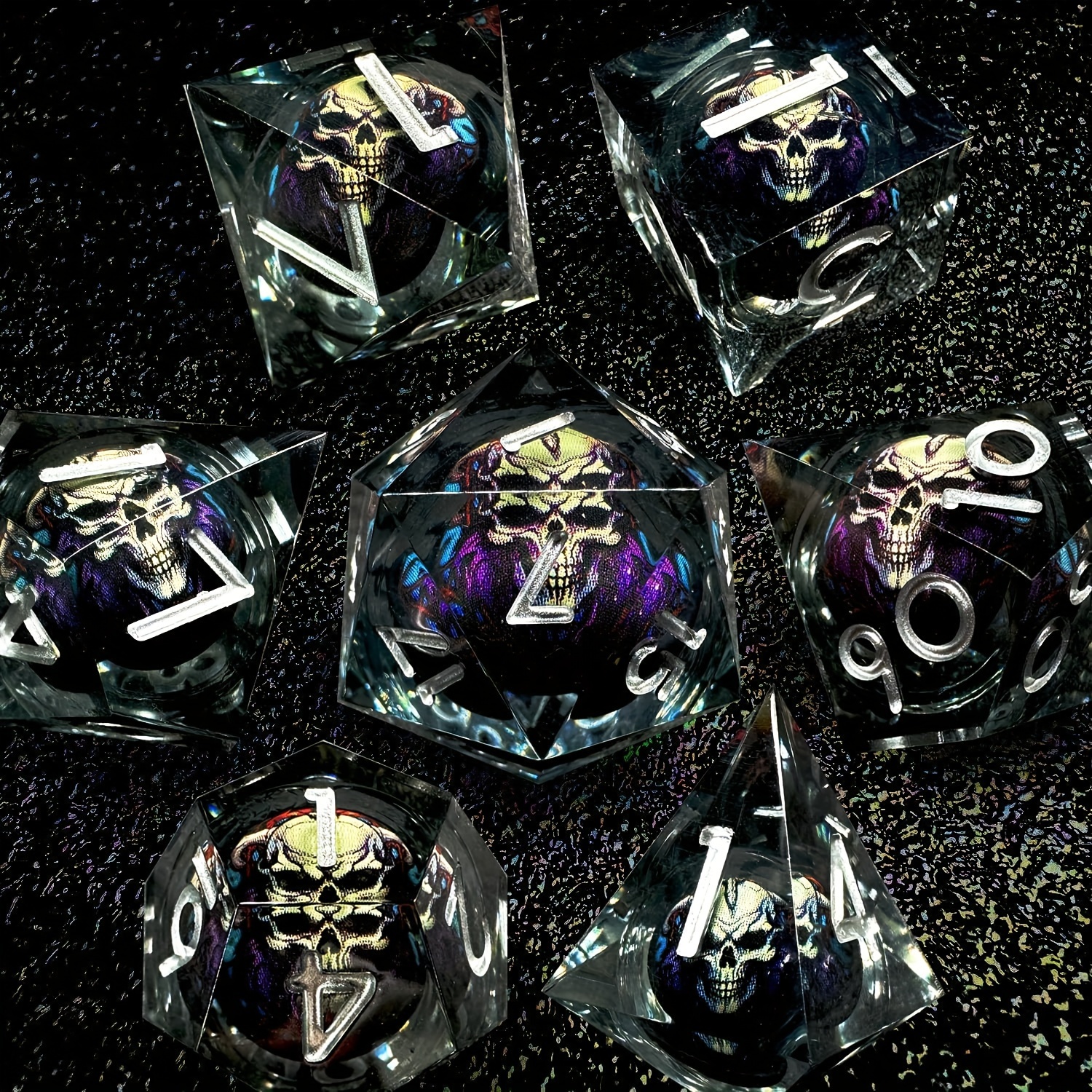 Skull☠️Liquid Core 7pc DnD Dice Set