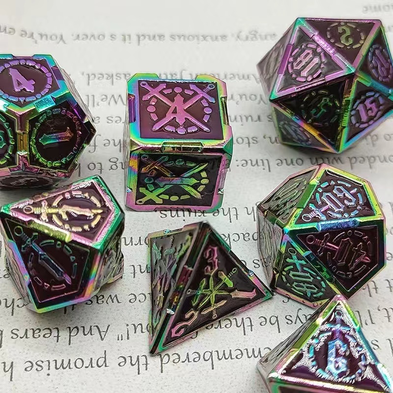Fighter Bloodthirsty Metal Polyhedral 7 Dice Set