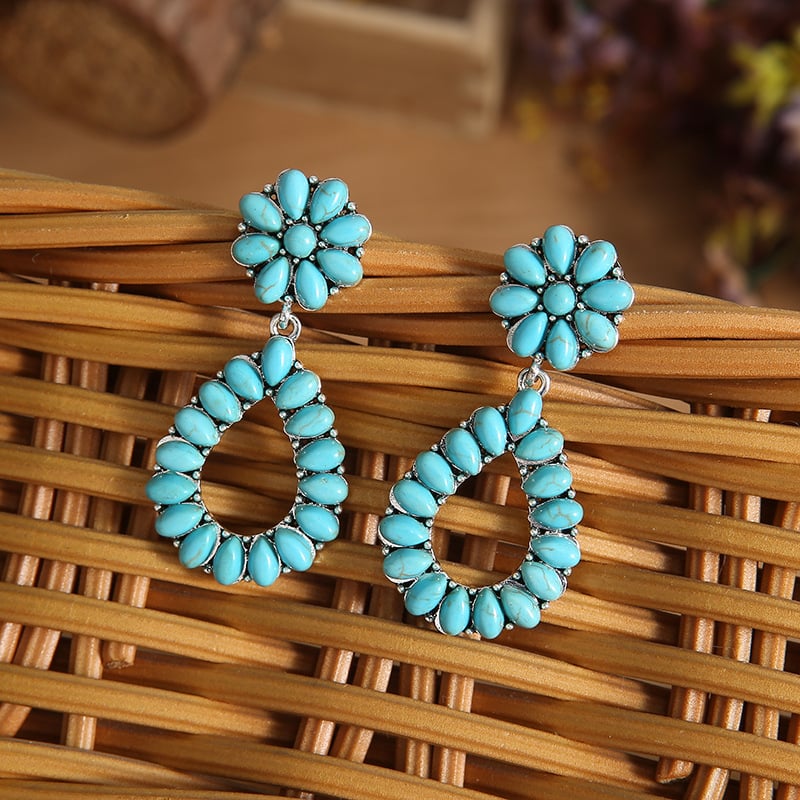 Turquoise Bohemian Teardrop Earrings