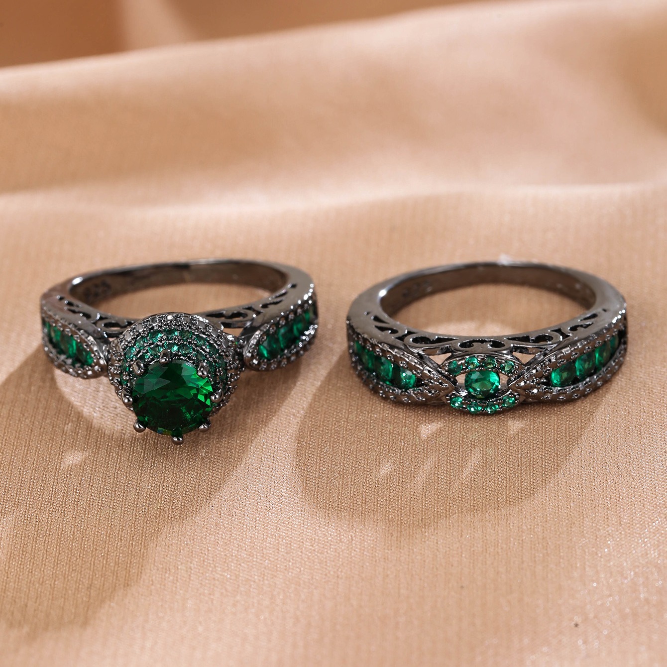 Jewelry Womens Stone Round Engagement Wedding Best Friend Christmas Plated Wedding Rings For Her St.Patrick's Day Decoration