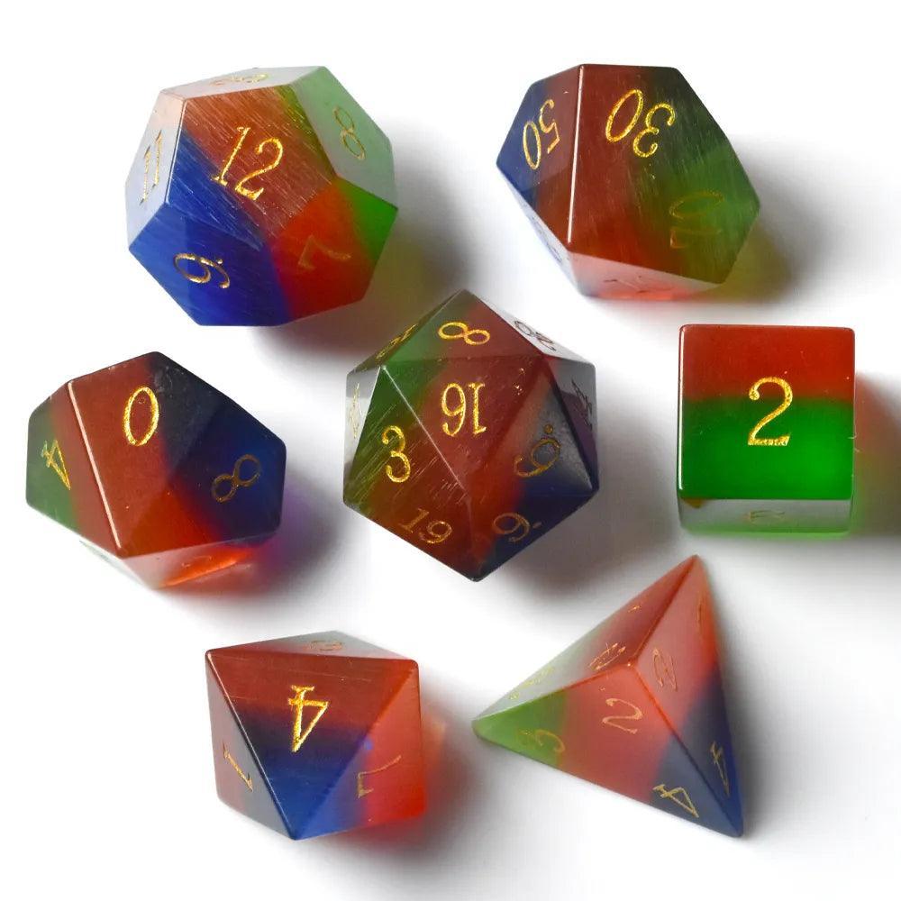 Tricolor Cat's Eye Dice