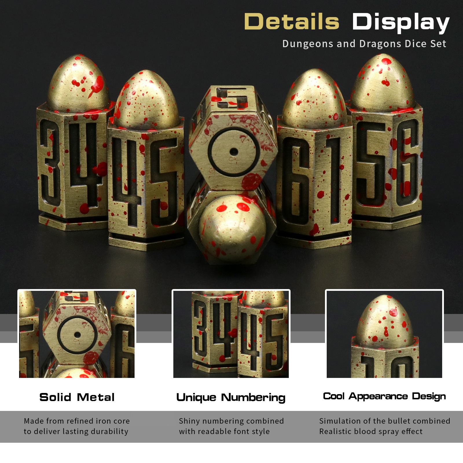 D6 Bullet Metal Dice Set for Table Games