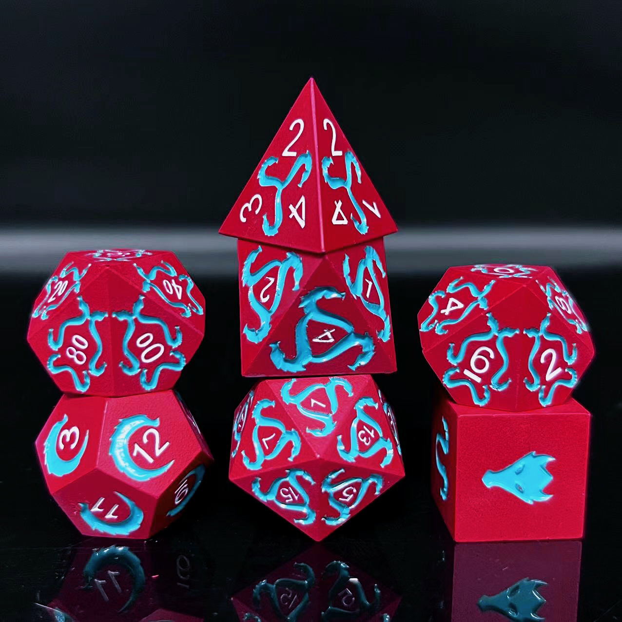 Metal solid dice dnd dragon and dungeons metal dice set